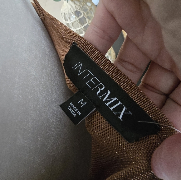 Intermix Exclusive Beige Ruthie Short Metallic Mini Dress Size M Nwt - Picture 6 of 9